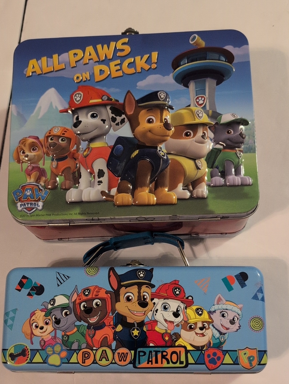 Paw Patrol Tin Lunchbox Pencil Case Set - Blue, Yellow, Red